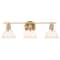 Hello Honey® 24" Cooper White & Gold Metal 3-Light Vanity Light with Etched Glass Shades